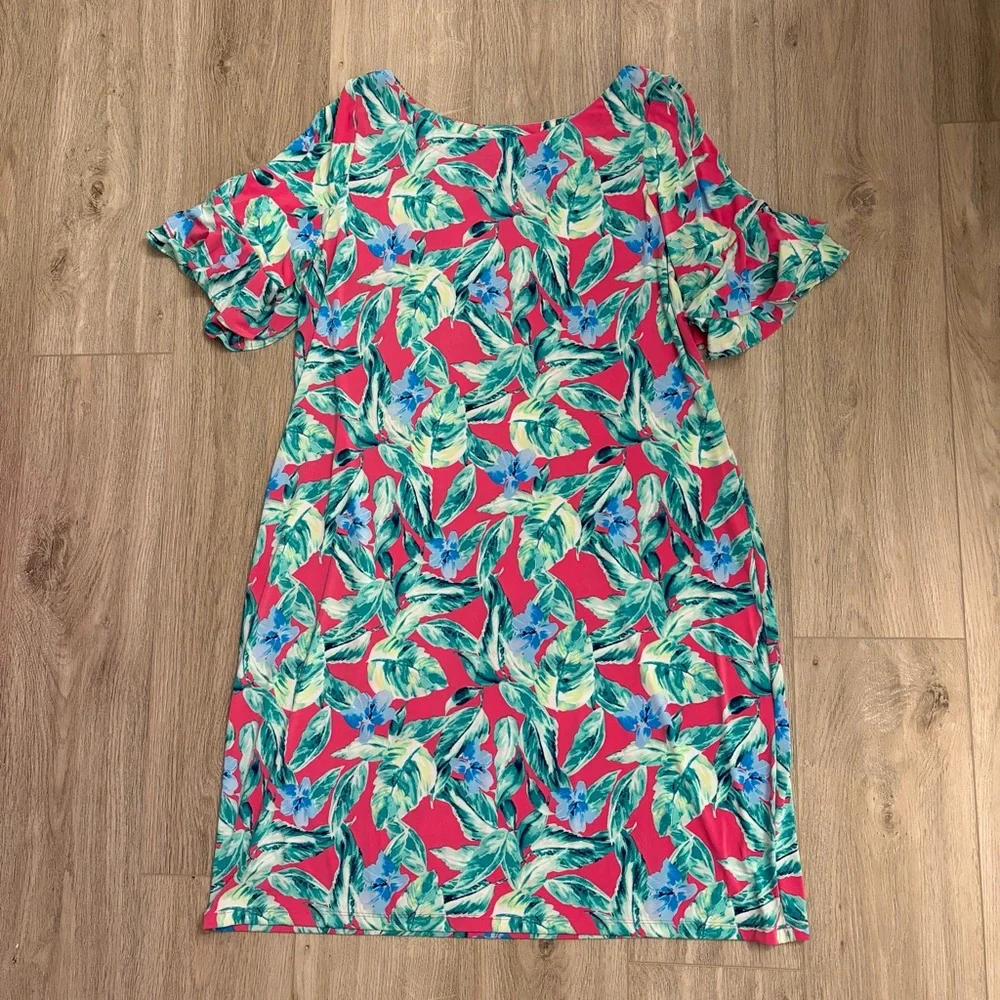 Pappagallo Vibrant Leaf Print Mini Dress - Picture 2 of 3